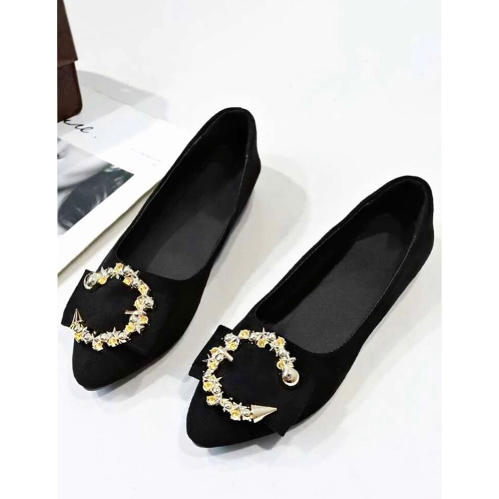 Rhinestone Point Toe Flat - Picture 2 of 6